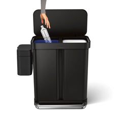 rechteckiger 58 l Treteimer mit Doppelfach mit Beutelfach + Kompost-Caddy