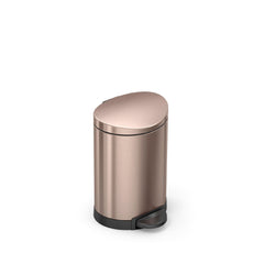 6L semi-round pedal bin - rose gold finish - 3/4 view main image