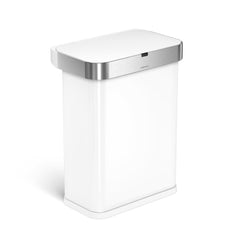 58L rectangular sensor bin with voice and motion control - white finish - 3/4 view main image