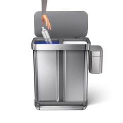 rechteckiger 58 l Treteimer mit Doppelfach mit Beutelfach + Kompost-Caddy