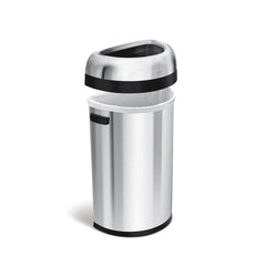60L semi-round open bin - brushed stainless steel - exploded lid image