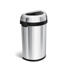 60L semi-round open bin - brushed stainless steel - 3/4 view main image