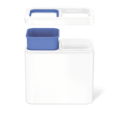 20L dual compartment slim open bin - white finish - exploded lid image