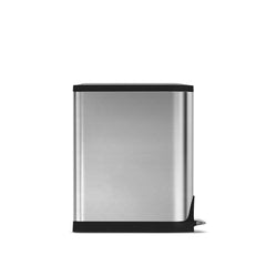 45L butterfly pedal bin - brushed finish - side view