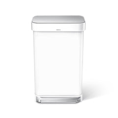 45L rectangular pedal bin with liner pocket - white finish - front view image