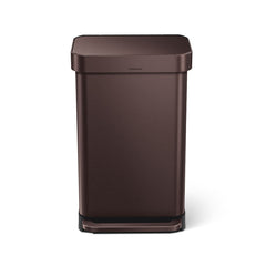 45L rectangular pedal bin with liner pocket - dark bronze finish - front view image