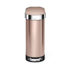 45L slim pedal bin - rose gold stainless steel - front image