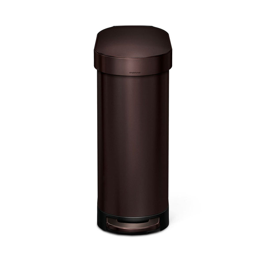 45L slim pedal bin - dark bronze steel - front view image