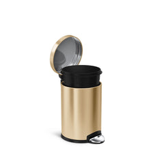 4.5L round pedal bin - brass finish - inner bucket coming out of bin