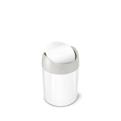 mini bin -  white stainless steel w/ grey trim - main image
