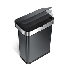 58L rectangular sensor bin with voice and motion control - black finish - lid closing image